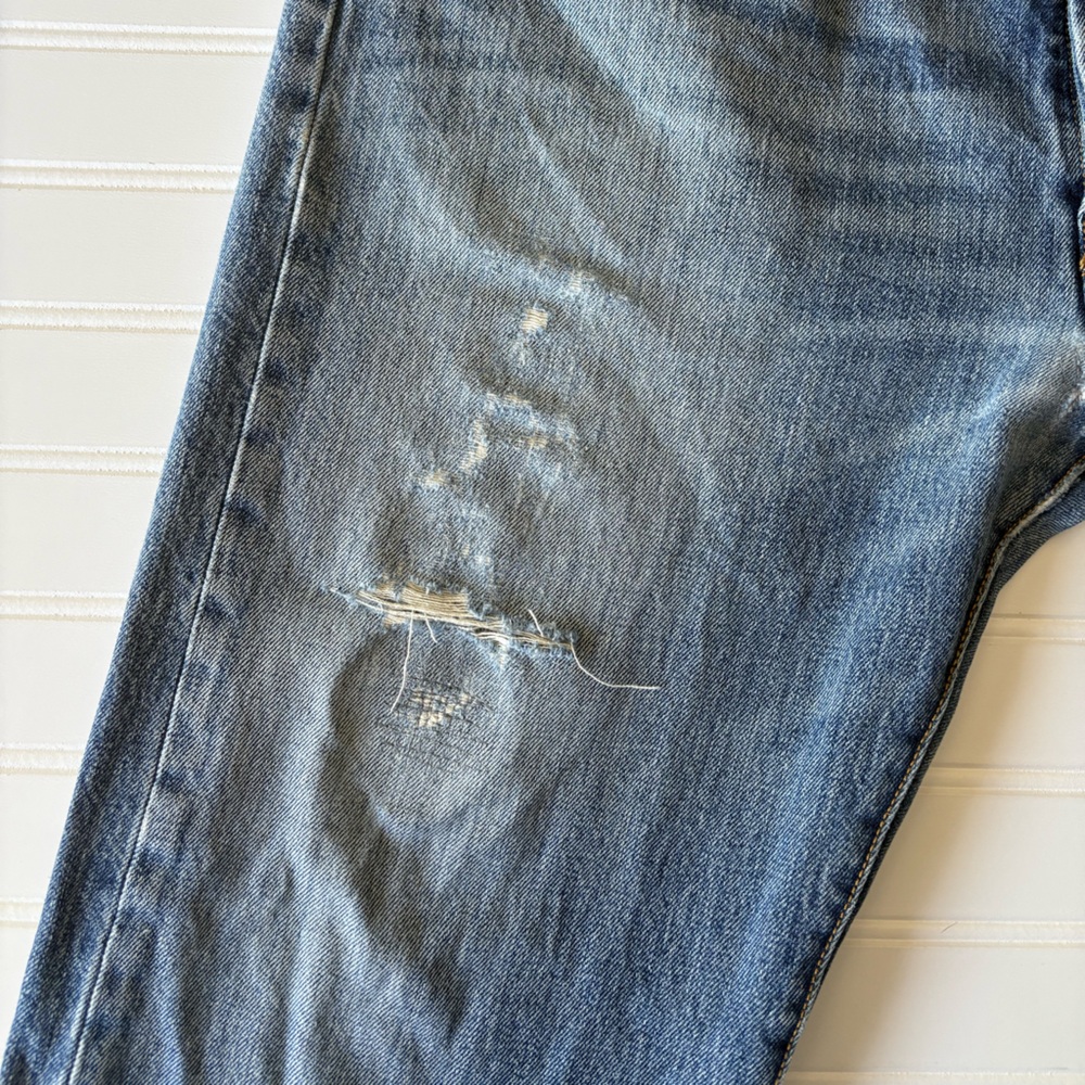 Levi’s 501 Button Fly Distressed Jeans 38x29 100% Cotton - Picture 4 of 9